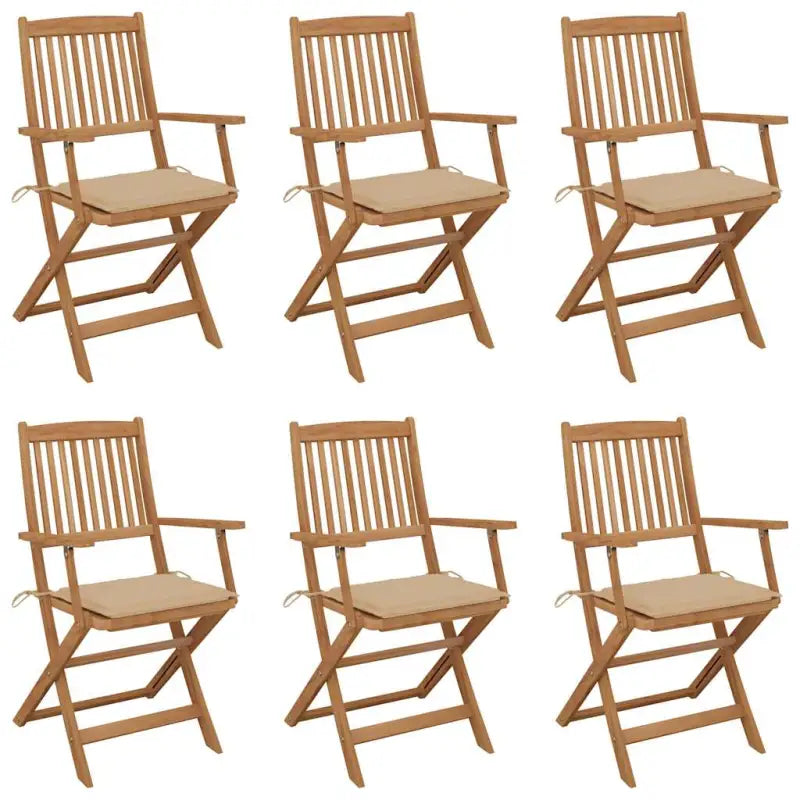 Tuinstoelen van massief acaciahout met kussens voor terras en tuin - Beige / 6 / Met armleuning - Tuinstoelen