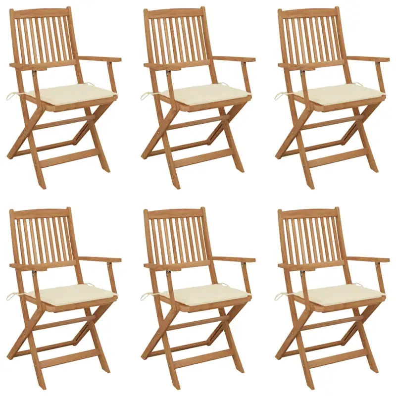 Tuinstoelen van massief acaciahout met kussens voor terras en tuin - Crème / 6 / Met armleuning - Tuinstoelen