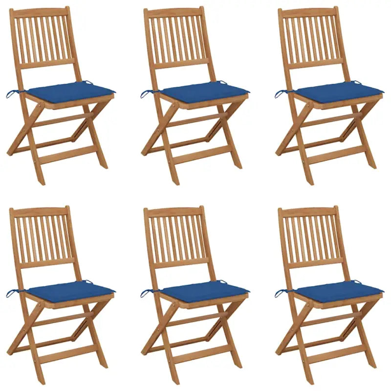 Tuinstoelen van massief acaciahout met kussens voor terras en tuin - koningsblauw / 6 / Zonder armleuning - Tuinstoelen