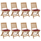 Tuinstoelen van massief acaciahout met kussens voor terras en tuin - Wijnrood / 8 / Zonder armleuning - Tuinstoelen