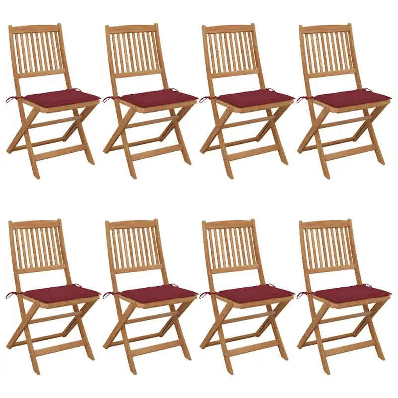 Tuinstoelen van massief acaciahout met kussens voor terras en tuin - Wijnrood / 8 / Zonder armleuning - Tuinstoelen