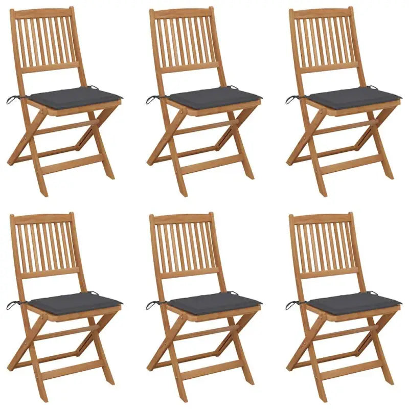 Tuinstoelen van massief acaciahout met kussens voor terras en tuin - Antraciet / 6 / Zonder armleuning - Tuinstoelen