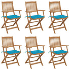 Tuinstoelen van massief acaciahout met kussens voor terras en tuin - Blauw / 6 / Met armleuning - Tuinstoelen