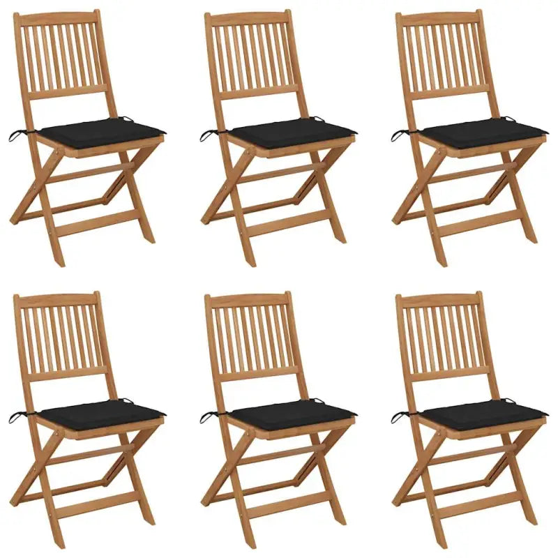 Tuinstoelen van massief acaciahout met kussens voor terras en tuin - Zwart / 6 / Zonder armleuning - Tuinstoelen