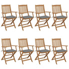 Tuinstoelen van massief acaciahout met kussens voor terras en tuin - Grijs / 8 / Met armleuning - Tuinstoelen