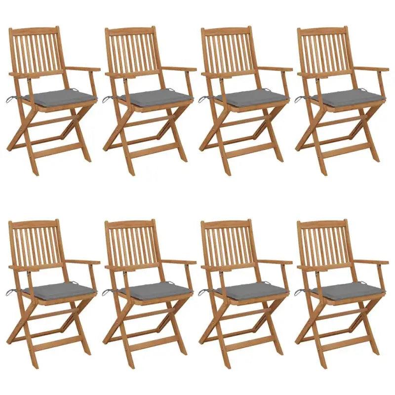 Tuinstoelen van massief acaciahout met kussens voor terras en tuin - Grijs / 8 / Met armleuning - Tuinstoelen