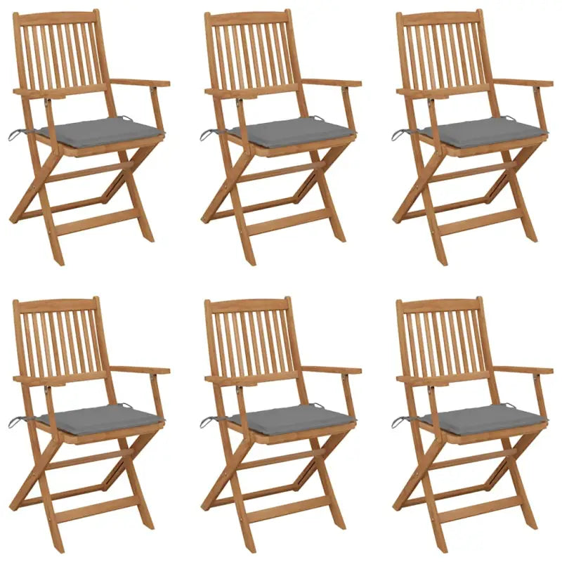 Tuinstoelen van massief acaciahout met kussens voor terras en tuin - Grijs / 6 / Met armleuning - Tuinstoelen