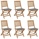 Tuinstoelen van massief acaciahout met kussens voor terras en tuin - Grijs / 6 / Zonder armleuning - Tuinstoelen