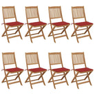 Tuinstoelen van massief acaciahout met kussens voor terras en tuin - Rood / 8 / Zonder armleuning - Tuinstoelen