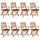 Tuinstoelen van massief acaciahout met kussens voor terras en tuin - Rood / 8 / Met armleuning - Tuinstoelen