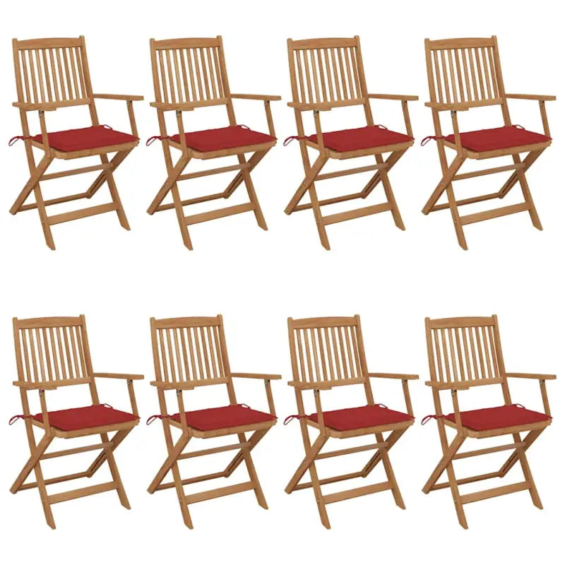 Tuinstoelen van massief acaciahout met kussens voor terras en tuin - Rood / 8 / Met armleuning - Tuinstoelen