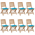 Tuinstoelen van massief acaciahout met kussens voor terras en tuin - Blauw / 8 / Zonder armleuning - Tuinstoelen