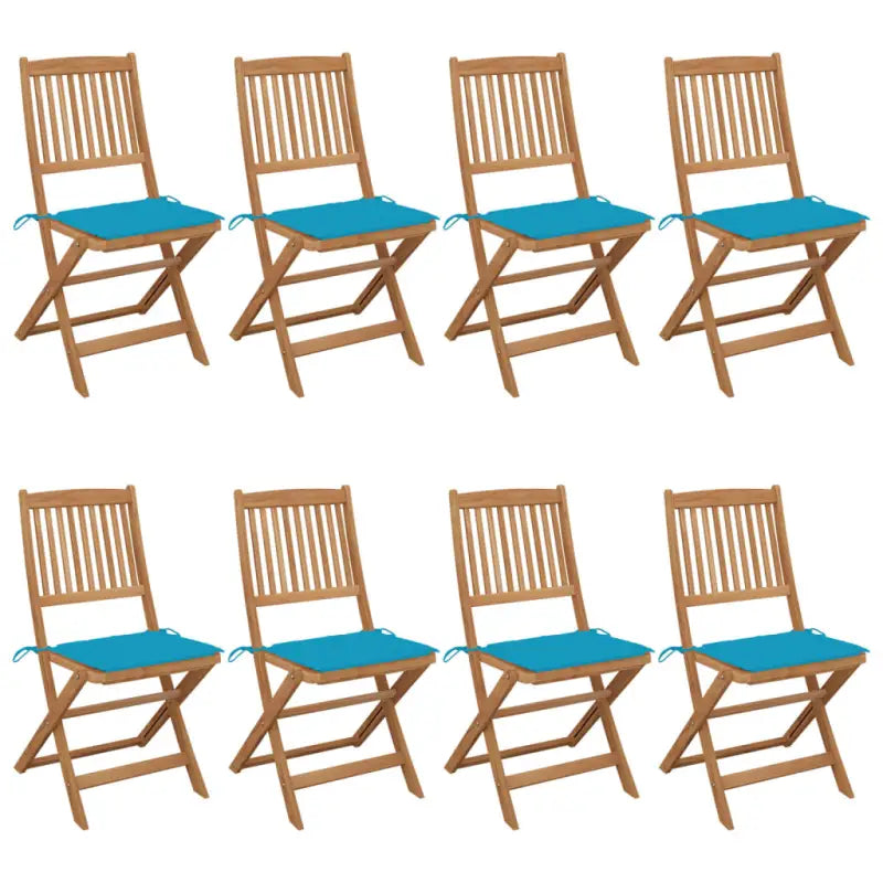 Tuinstoelen van massief acaciahout met kussens voor terras en tuin - Blauw / 8 / Zonder armleuning - Tuinstoelen