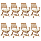 Tuinstoelen van massief acaciahout met kussens voor terras en tuin - Crème / 8 / Met armleuning - Tuinstoelen