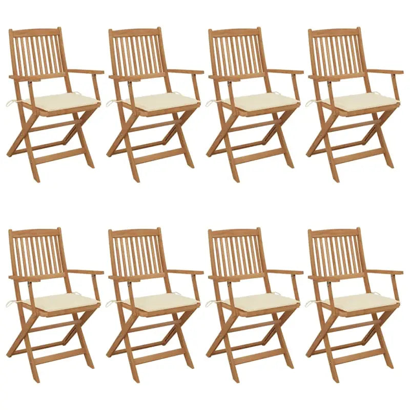 Tuinstoelen van massief acaciahout met kussens voor terras en tuin - Crème / 8 / Met armleuning - Tuinstoelen