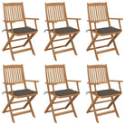 Tuinstoelen van massief acaciahout met kussens voor terras en tuin - Taupe / 6 / Met armleuning - Tuinstoelen