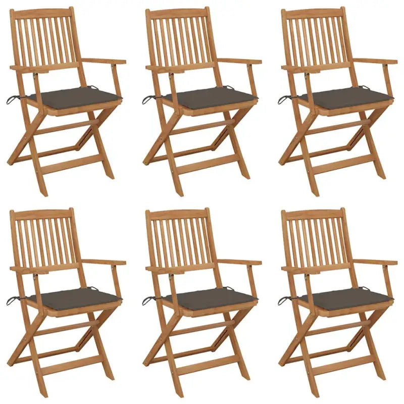 Tuinstoelen van massief acaciahout met kussens voor terras en tuin - Taupe / 6 / Met armleuning - Tuinstoelen