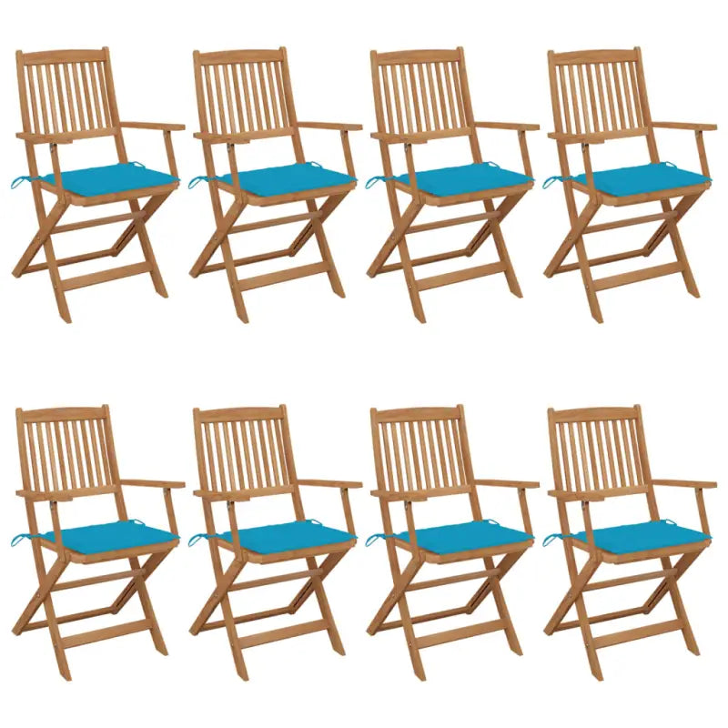 Tuinstoelen van massief acaciahout met kussens voor terras en tuin - Blauw / 8 / Met armleuning - Tuinstoelen
