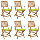 Tuinstoelen van massief acaciahout met kussens voor terras en tuin - Heldergroen / 6 / Met armleuning - Tuinstoelen