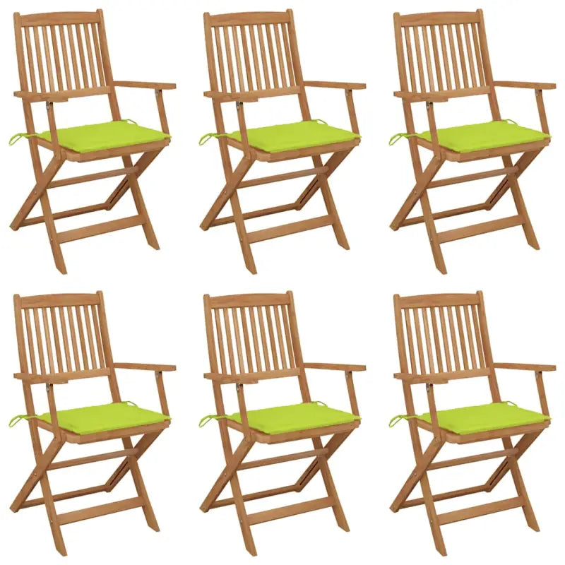 Tuinstoelen van massief acaciahout met kussens voor terras en tuin - Heldergroen / 6 / Met armleuning - Tuinstoelen