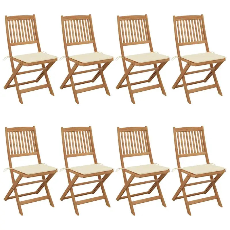Tuinstoelen van massief acaciahout met kussens voor terras en tuin - Crème / 8 / Zonder armleuning - Tuinstoelen