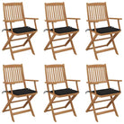 Tuinstoelen van massief acaciahout met kussens voor terras en tuin - Zwart / 6 / Met armleuning - Tuinstoelen