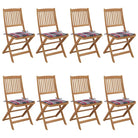 Tuinstoelen van massief acaciahout met kussens voor terras en tuin - Rood ruitpatroon / 8 / Zonder armleuning