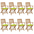 Tuinstoelen van massief acaciahout met kussens voor terras en tuin - Heldergroen / 8 / Met armleuning - Tuinstoelen