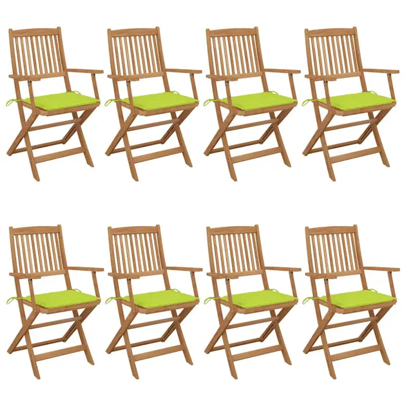 Tuinstoelen van massief acaciahout met kussens voor terras en tuin - Heldergroen / 8 / Met armleuning - Tuinstoelen
