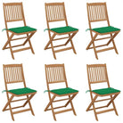 Tuinstoelen van massief acaciahout met kussens voor terras en tuin - Groen / 6 / Zonder armleuning - Tuinstoelen