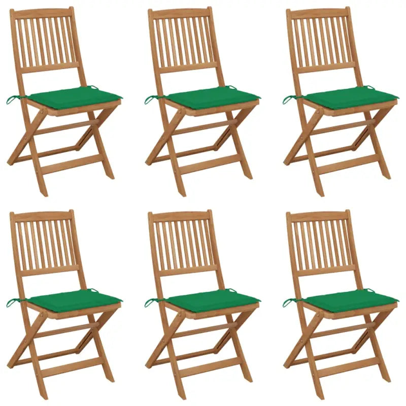 Tuinstoelen van massief acaciahout met kussens voor terras en tuin - Groen / 6 / Zonder armleuning - Tuinstoelen