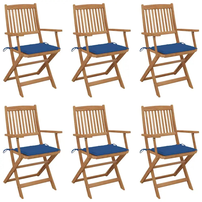 Tuinstoelen van massief acaciahout met kussens voor terras en tuin - koningsblauw / 6 / Met armleuning - Tuinstoelen