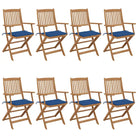Tuinstoelen van massief acaciahout met kussens voor terras en tuin - koningsblauw / 8 / Met armleuning - Tuinstoelen