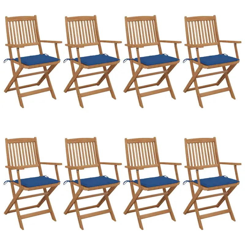 Tuinstoelen van massief acaciahout met kussens voor terras en tuin - koningsblauw / 8 / Met armleuning - Tuinstoelen