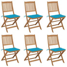 Tuinstoelen van massief acaciahout met kussens voor terras en tuin - Blauw / 6 / Zonder armleuning - Tuinstoelen