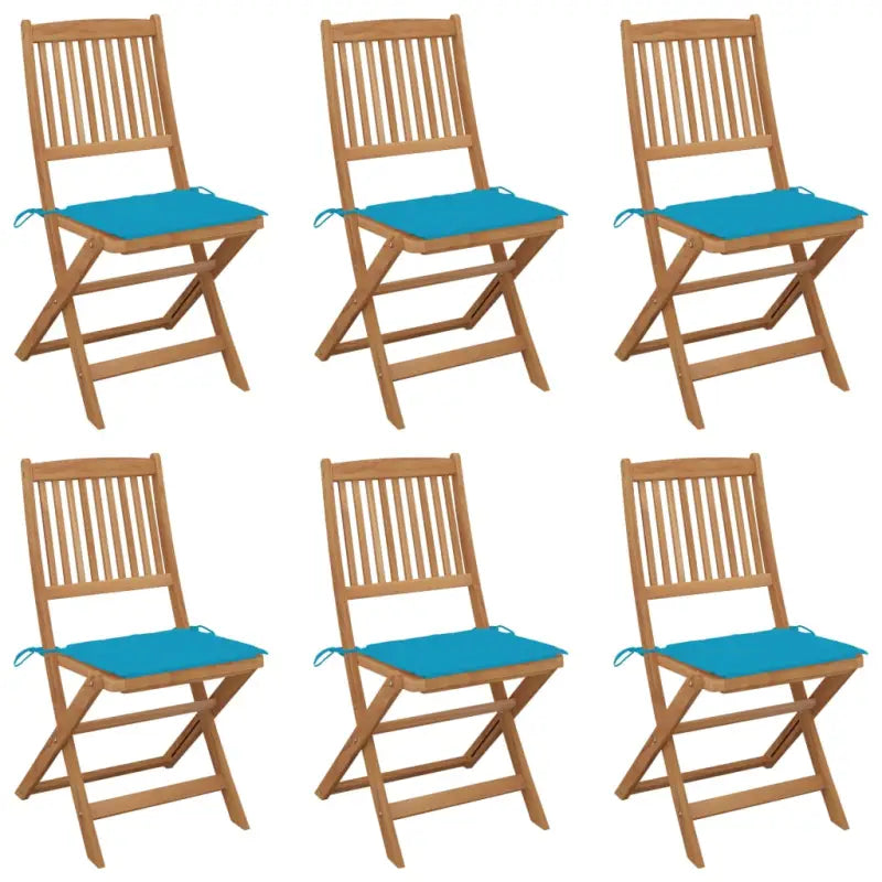 Tuinstoelen van massief acaciahout met kussens voor terras en tuin - Blauw / 6 / Zonder armleuning - Tuinstoelen