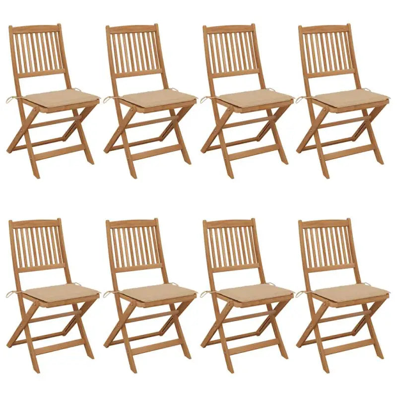 Tuinstoelen van massief acaciahout met kussens voor terras en tuin - Beige / 8 / Zonder armleuning - Tuinstoelen