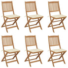 Tuinstoelen van massief acaciahout met kussens voor terras en tuin - Crème / 6 / Zonder armleuning - Tuinstoelen