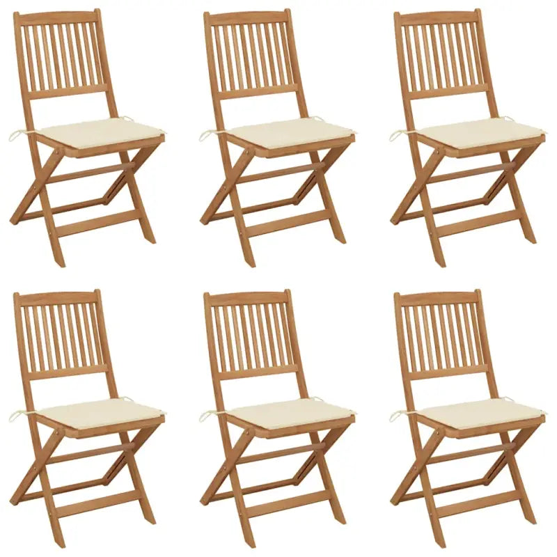 Tuinstoelen van massief acaciahout met kussens voor terras en tuin - Crème / 6 / Zonder armleuning - Tuinstoelen
