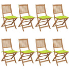 Tuinstoelen van massief acaciahout met kussens voor terras en tuin - Heldergroen / 8 / Zonder armleuning - Tuinstoelen