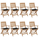 Tuinstoelen van massief acaciahout met kussens voor terras en tuin - Zwart / 8 / Met armleuning - Tuinstoelen