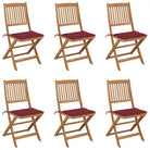 Tuinstoelen van massief acaciahout met kussens voor terras en tuin - Wijnrood / 6 / Zonder armleuning - Tuinstoelen