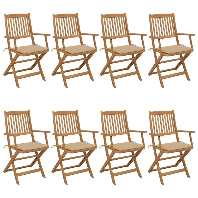 Tuinstoelen van massief acaciahout met kussens voor terras en tuin - Beige / 8 / Met armleuning - Tuinstoelen