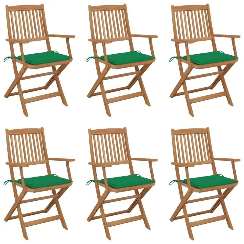 Tuinstoelen van massief acaciahout met kussens voor terras en tuin - Groen / 6 / Met armleuning - Tuinstoelen