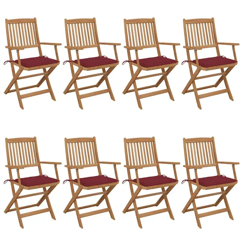 Tuinstoelen van massief acaciahout met kussens voor terras en tuin - Wijnrood / 8 / Met armleuning - Tuinstoelen