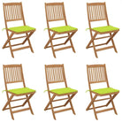 Tuinstoelen van massief acaciahout met kussens voor terras en tuin - Heldergroen / 6 / Zonder armleuning - Tuinstoelen