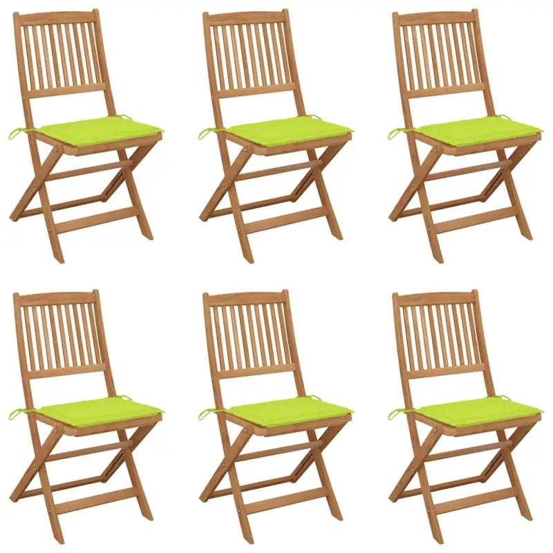 Tuinstoelen van massief acaciahout met kussens voor terras en tuin - Heldergroen / 6 / Zonder armleuning - Tuinstoelen