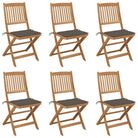 Tuinstoelen van massief acaciahout met kussens voor terras en tuin - Taupe / 6 / Zonder armleuning - Tuinstoelen