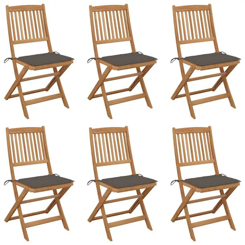 Tuinstoelen van massief acaciahout met kussens voor terras en tuin - Taupe / 6 / Zonder armleuning - Tuinstoelen