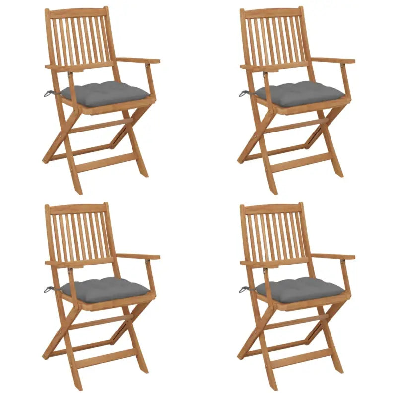 Tuinstoelen van massief acaciahout met kussens voor terras of tuin - Grijs / 4 - Tuinstoelen